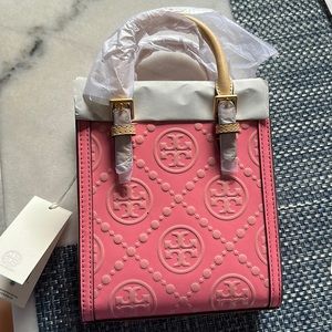 Mini T Monogram Contrast Embossed Tote